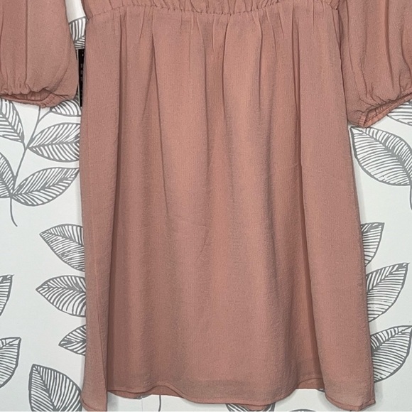 Express Chiffon Dress S Blush Pink NWT Ruffles Boho Flutter Sleeves Fitted Waist - Picture 8 of 10